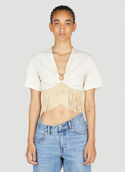 Paco Rabanne Fringe Hem Top Beige pac0254008