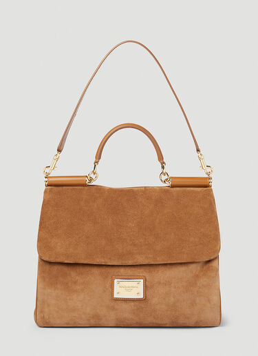Dolce & Gabbana Sicily Suede Handbag Brown dol0254015