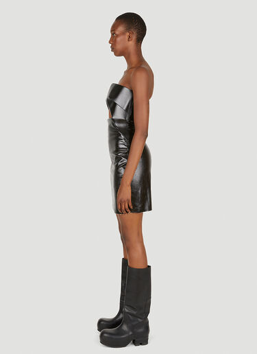 Rick Owens Coated Denim Mini Dress Black ric0249005