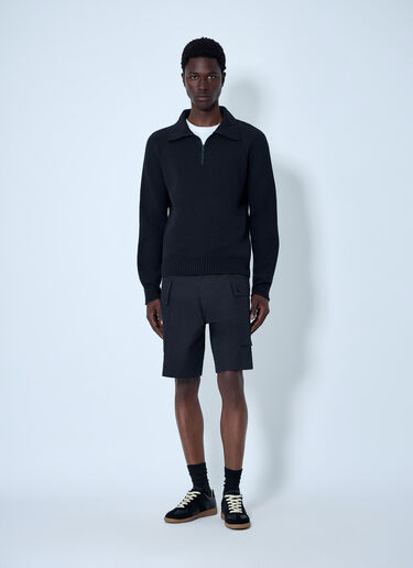 Margaret Howell High Neck Wool Zip Sweater Black mhl0164001