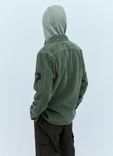 Stone Island Velvet Corduroy Compass Patch Overshirt Green sto0154038