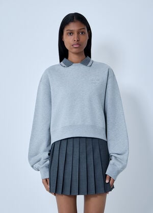 Miu Miu Logo Motif Fleece Sweatshirt Grey miu0263005