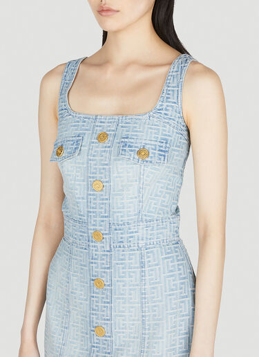 Monogram Denim Dress Balmain Monogram Denim Dress Denim bln0252024