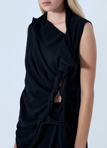Yohji Yamamoto High Twisted French Terry Braided Top Black yoy0264007