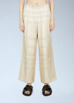 TOTEME Monogram Pyjama Pants Beige tot0251049