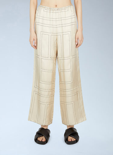 TOTEME Monogram Pyjama Pants Beige tot0251049