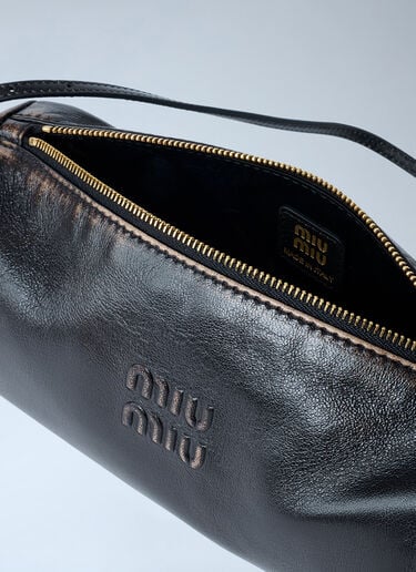 Miu Miu 徽标图案皮革单肩包  棕色 miu0262003