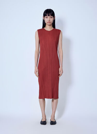 LN-CC® - Pleats Please Issey Miyake: September Pleated Midi Dress - Red Pleats Please Issey Miyake September Pleated Midi Dress Red plp0266026