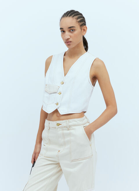 GANNI Denim Waistcoat Beige gan0254009