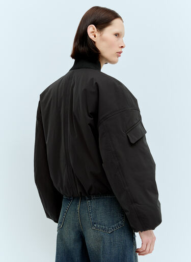 GANNI Twill Oversized Bomber Jacket Black gan0256052