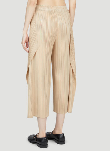 Pleats Please Issey Miyake Cropped Flared Plissé Pants Beige plp0253026