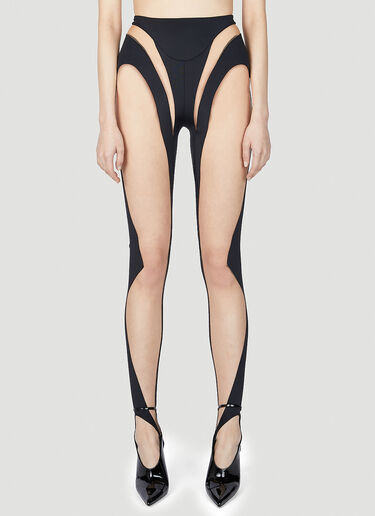 Mugler Sheer Cut Out Leggings Black mug0251004