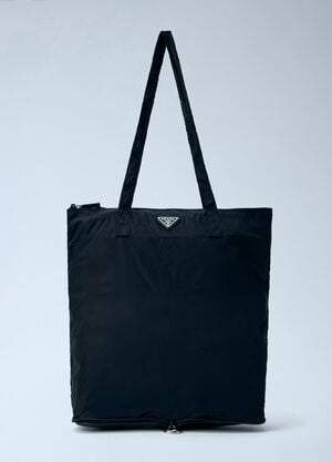 Prada Saffiano Leather Pendant with Re-Nylon Tote Bag Black pra0266011