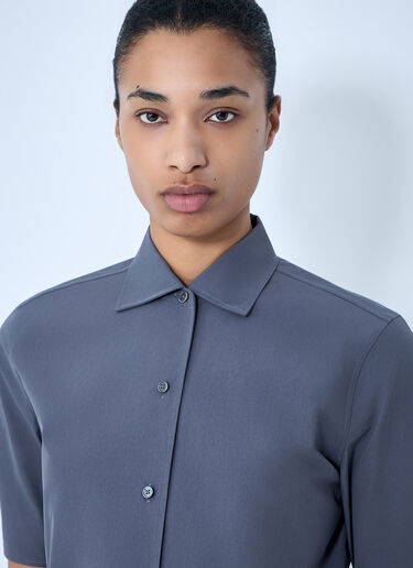 Jil Sander Short-Sleeve Button-Down Crop Shirt Grey jil0264033
