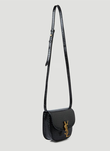 Saint Laurent Kaia Croc-Embossed Small Shoulder Bag Black sla0245063