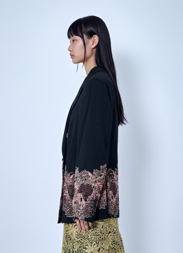 LN-CC® - Dries Van Noten: Embroidered Double-Breasted Blazer - Black Dries Van Noten Embroidered Double-Breasted Blazer Black dvn0266019