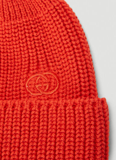 Gucci Embroidered Logo Beanie Hat Red guc0140037