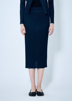Pleats Please Issey Miyake Pleated Pencil Skirt Blue plp0259017
