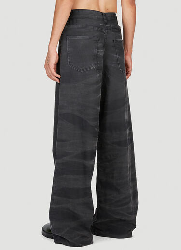 MM6 Maison Margiela Crease Effect Wide Leg Jeans Black mmm0153009