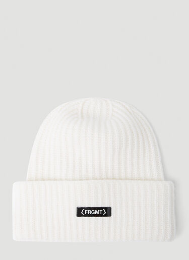 7 Moncler Fragment Logo Patch Beanie Hat White mfr0154005