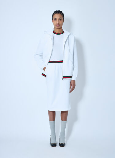 Gucci Cotton Jersey Skirt With Web Trim White guc0259005