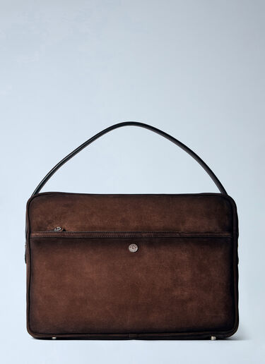 LN-CC® - Acne Studios: Camero Party Suede Shoulder Bag - Dark Brown Acne Studios Camero Party Suede Shoulder Bag Dark Brown acn0265033