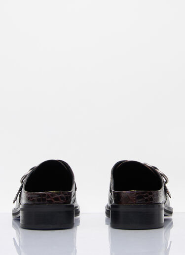 Martine Rose Square Toe Buckle Mules Brown mtr0158019