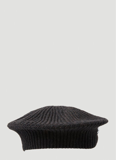 GANNI Structured Rib Beret Black gan0251055