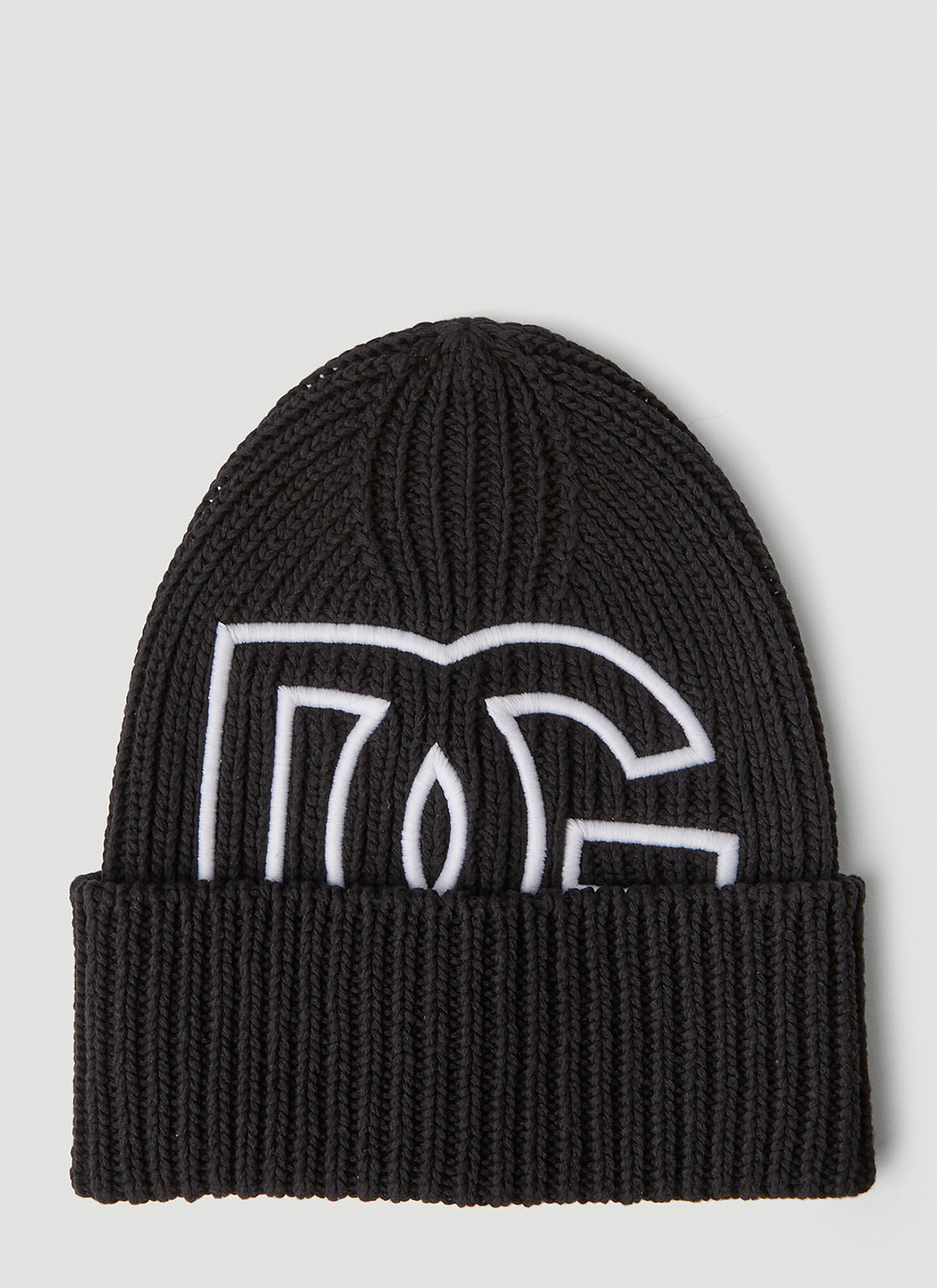 Dolce & Gabbana Embroidered-logo Cotton Beanie In Black
