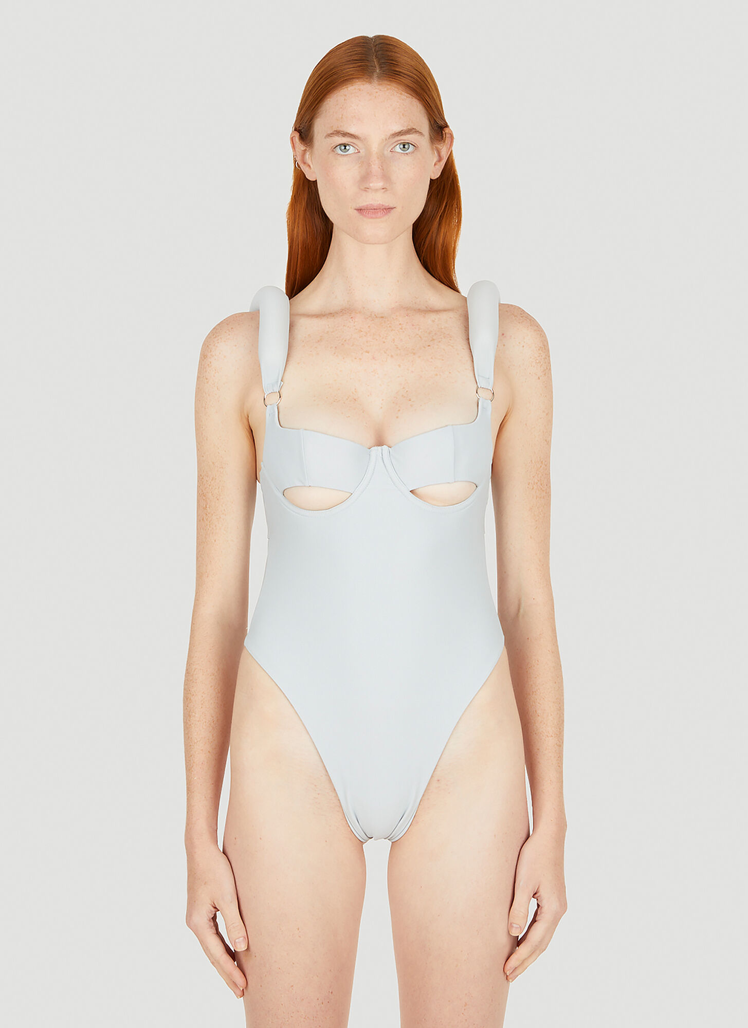 Shop Entire Studios Cut Out Swimsuit In Light Grey