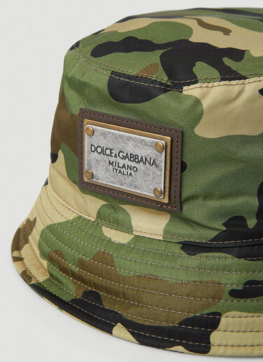Dolce & Gabbana Camouflage Logo Plaque Bucket Hat Green dol0147077