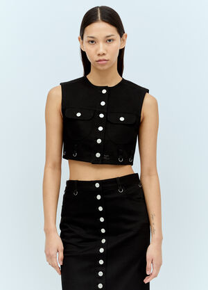 Courrèges マルチフレックス デニム クロップベスト  ブラック cou0255006