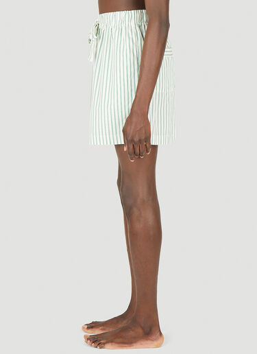Tekla Drawstring Striped Sleep Shorts Green tek0349034