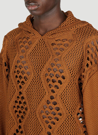 Children Of The Discordance Knit Hooded Sweater Brown cod0154006