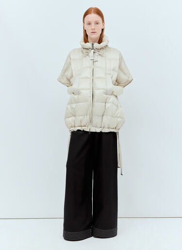 Max Mara 패딩 마감 후드 케이프  화이트 max0255057