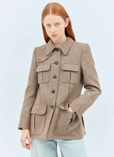 Chloé Long Officer Jacket Brown chl0258002