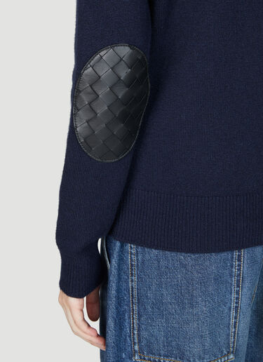 Bottega Veneta Leather Elbows Cashmere Sweater Navy bov0255011