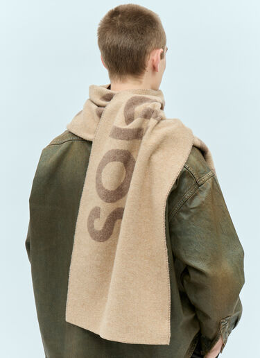 Acne Studios Narrow Logo Jacquard Scarf Beige acn0156034