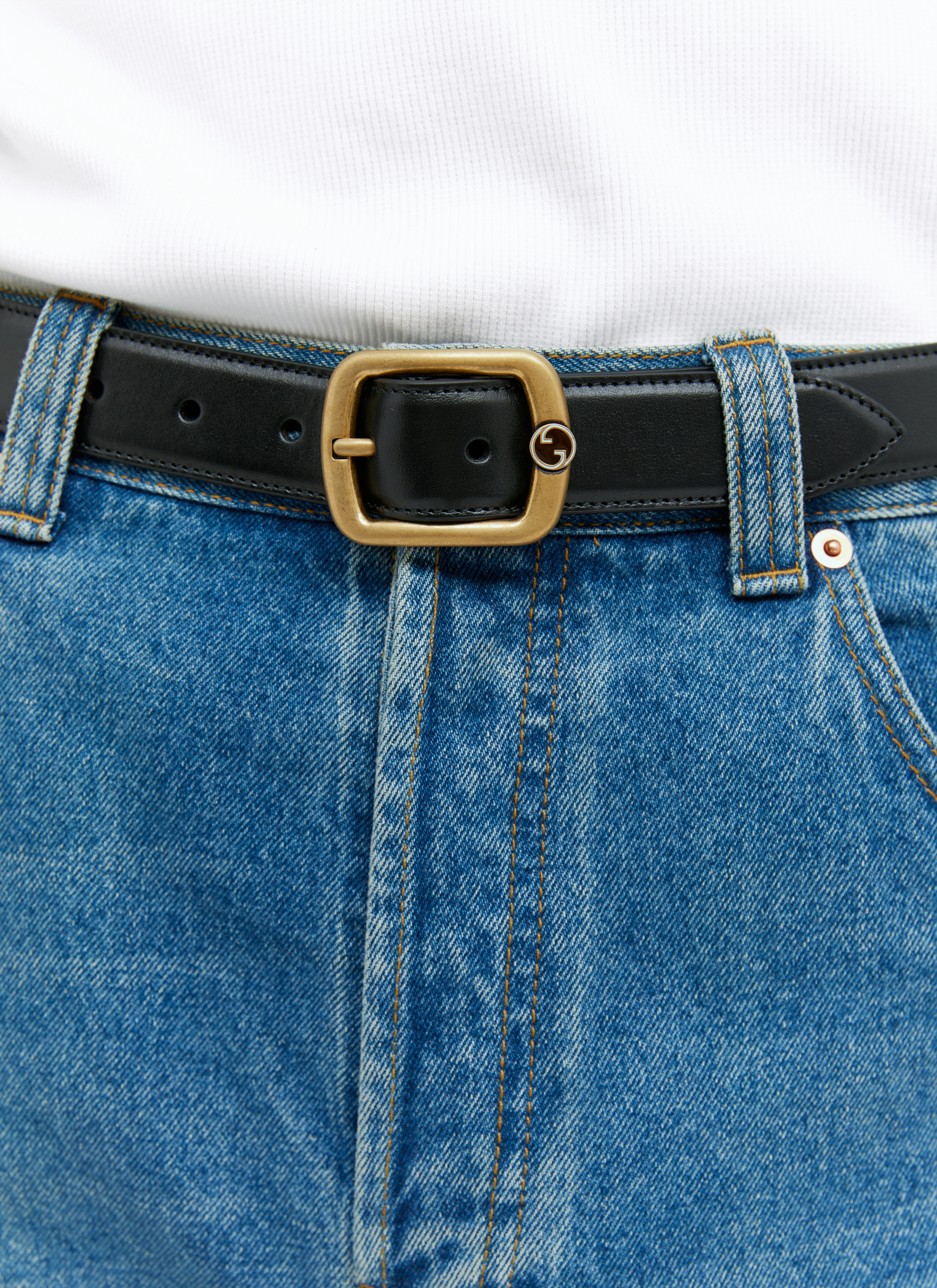 Eytys Rectangle Buckle Leather Belt Yellow eyt0356019