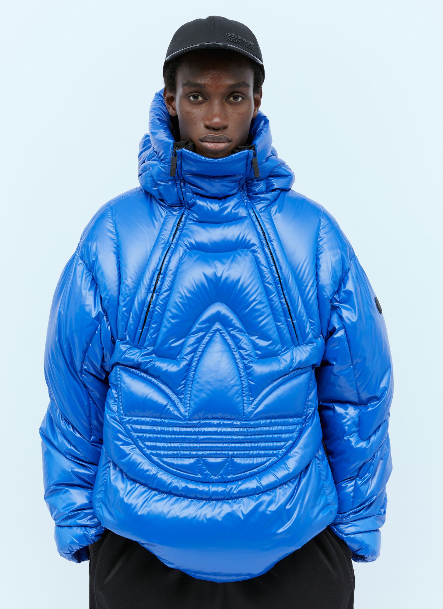 Moncler X Adidas Originals Chambery Long Down Jacket In Blue