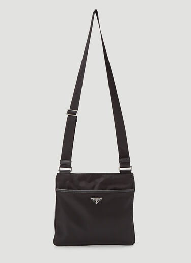 Prada Nylon and Leather Crossbody Bag Black pra0143068