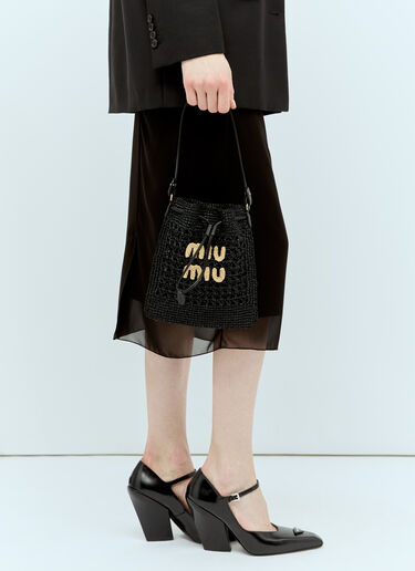 Miu Miu Woven-Fabric Mini Shoulder Bag Black miu0256027