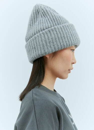 GANNI Logo Patch Beanie Hat Grey gan0255069