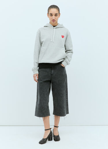 Comme Des Garçons PLAY Logo Patch Hooded Sweatshirt Grey cpl0355024