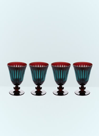 L'Objet Set Of Four Prism Wine Glasses Burgundy wps0691630