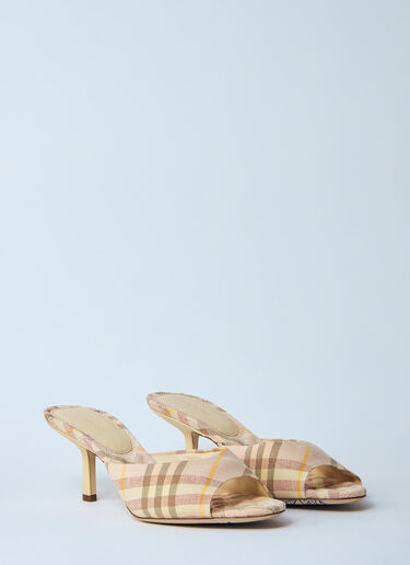 Burberry Check Heeled Mules Yellow bur0259013
