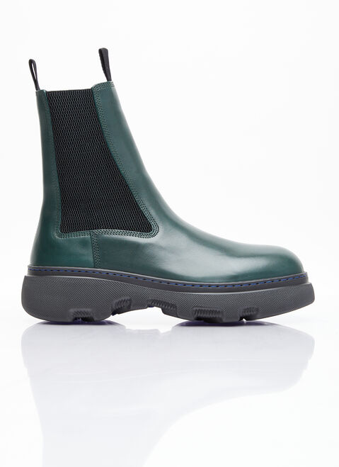 Burberry Leather Creeper Chelsea Boots Green bur0155030
