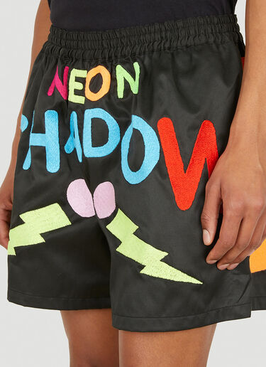 Walter Van Beirendonck Neon Shadow Embroidered Shorts Black wlt0148009