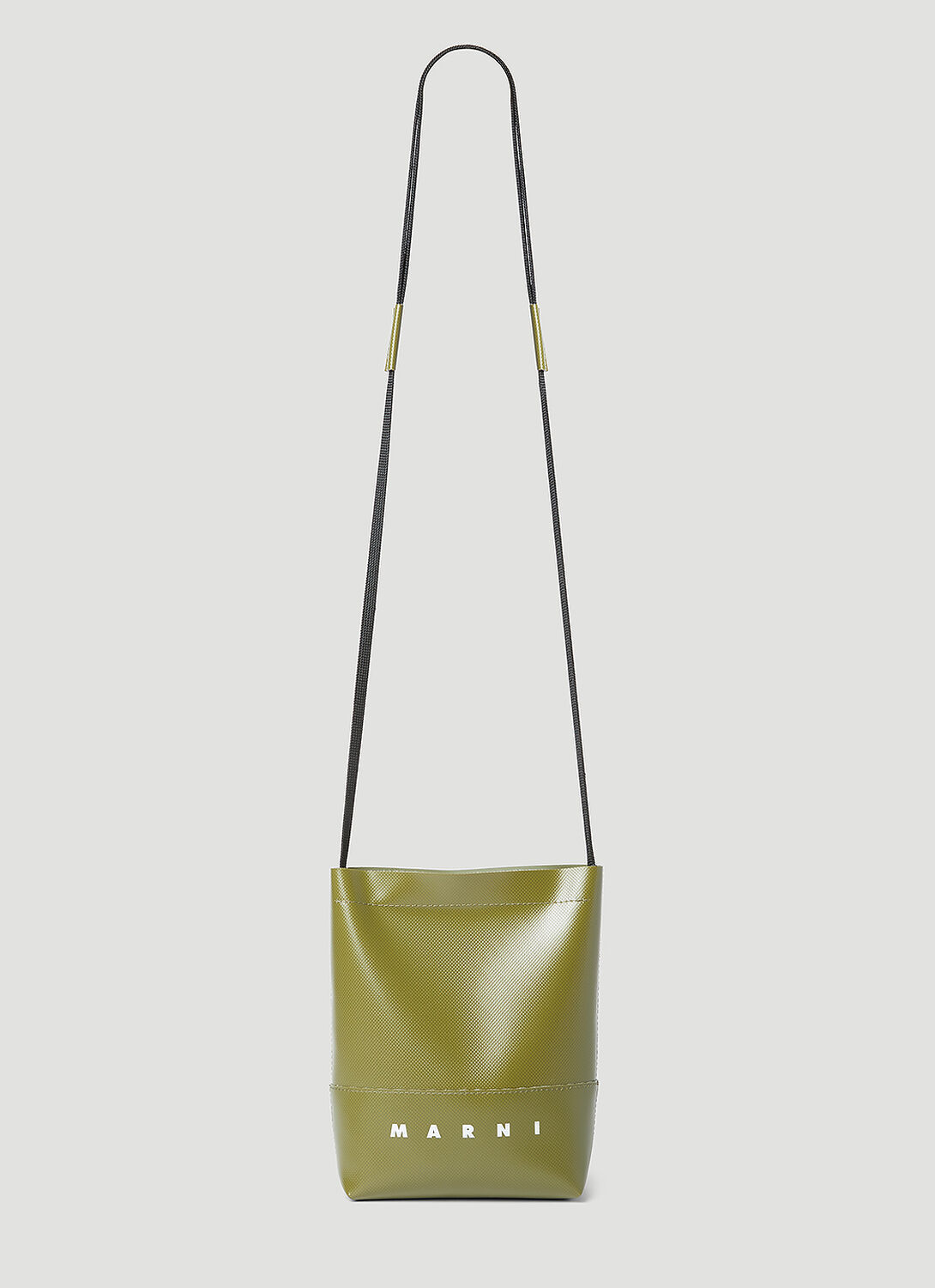 Shop Marni Shoelace Strap Crossbody Bag In Green