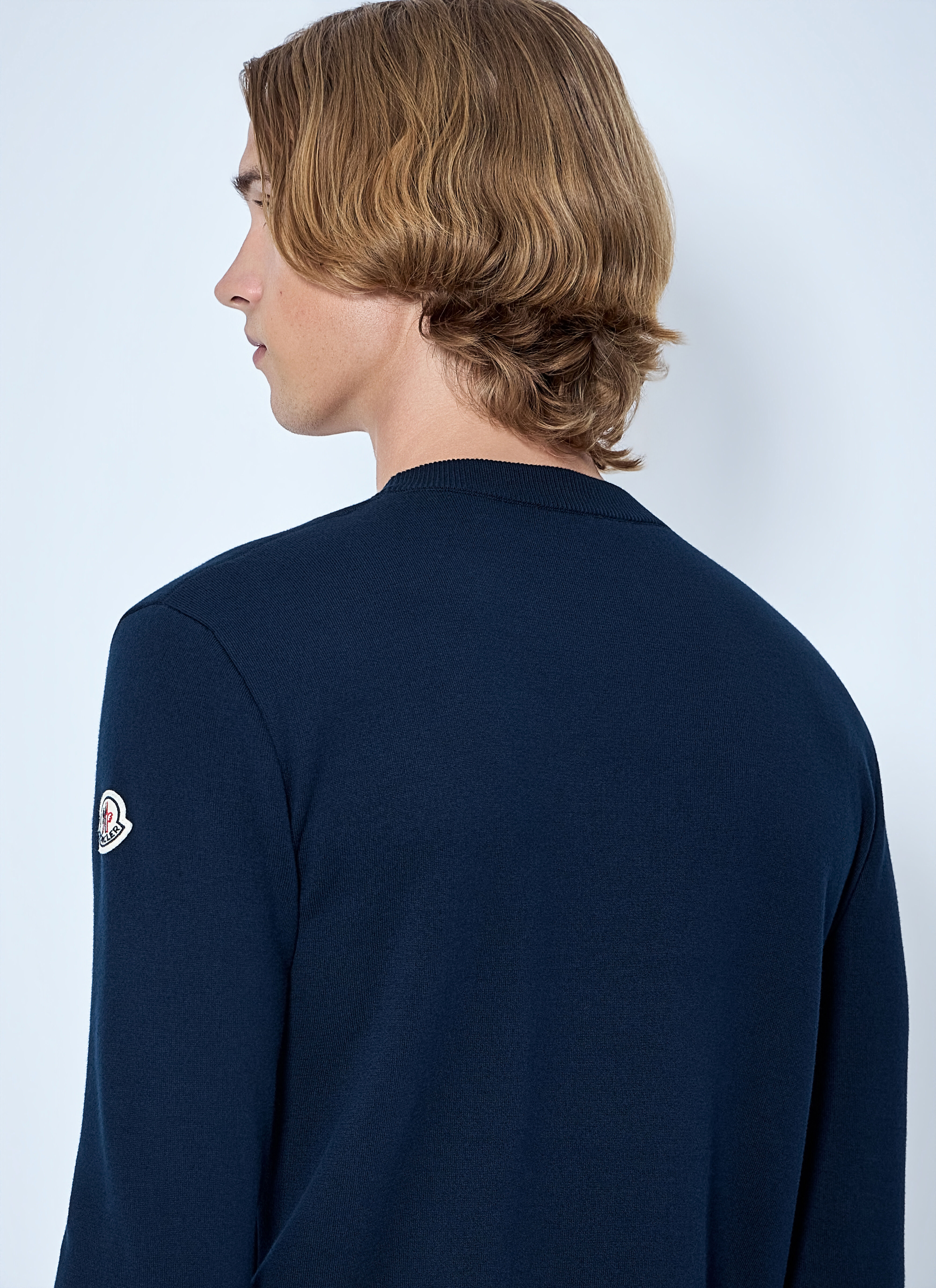 Moncler Men's' Embroidered Logo Sweater in Blue | LN-CC®